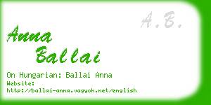 anna ballai business card